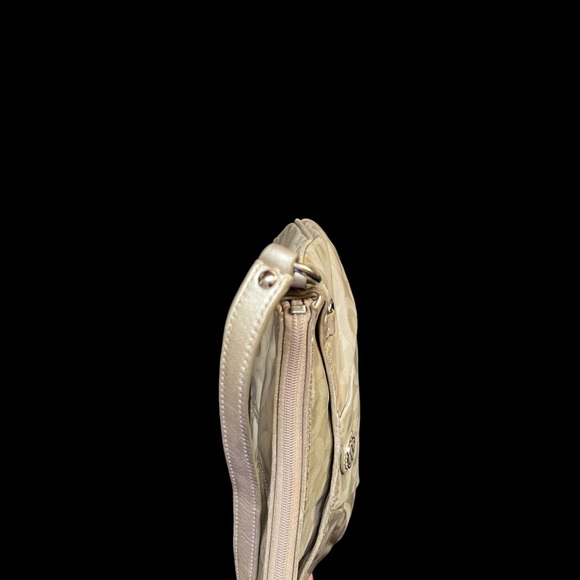 COACH Op Art Satin/Leather Small Handbag Shoulder Bag Beige - Picture 4 of 10